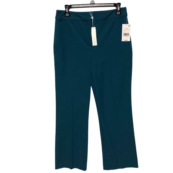 Trina Turk $298 Womens Teal Straight-Leg Pants High-Rise With Pockets 4 NWT - Picture 5 of 14
